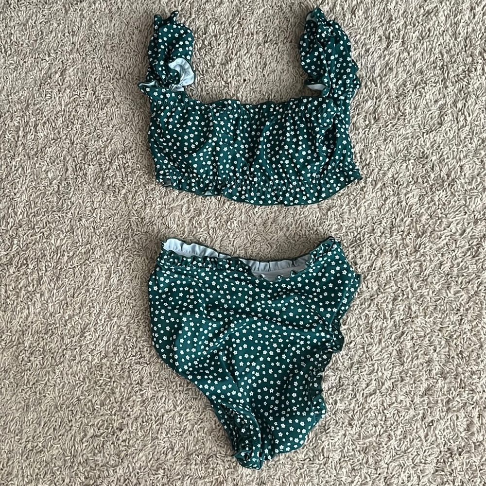 green flowers bikini